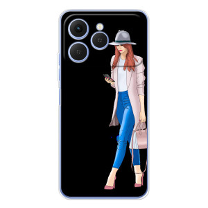 Чехол с картинкой Модные Девчонки Tecno Spark 40 – Девушка со смартфоном