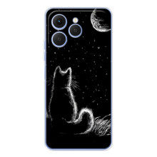 Чехол с принтом для Tecno Spark 40 (AlphaPrint) Модные коты – Котик и луна