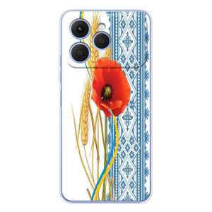 Силиконовый Чехол на Tecno Spark 40 с картинкой Вышиванки – Вышиванка с цветком