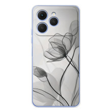 Чехол с цветочным принтом на Спарк 40 (Черные цветы)