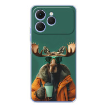 Чехол с принтом стильные животные для Спарк 40 (Лось с кофе)