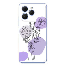 Силиконовый чехол с принтом в цветах на Tecno Spark 40 (Фиолетовый букет)
