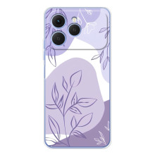 Силиконовый чехол с принтом в цветах на Tecno Spark 40 (Фиолетовый дизайн)