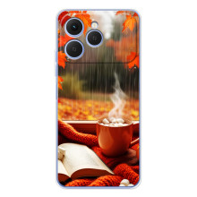 Чехол с уникальным дизайном «Осень с кофе» для Tecno Spark 40 – Кофе и дождь
