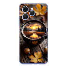 Чехол с уникальным дизайном «Осень с кофе» для Tecno Spark 40 – Тёмный кофе