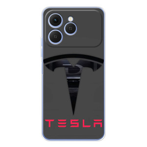 Силиконовый бампер с картинкой машины на Tecno Spark 40 – Logo TESLA