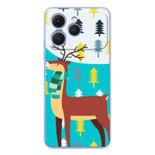 Силиконовый бампер с картинкой животных для Tecno Spark 40 (Олень с шарфом)