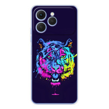 Силиконовый бампер с картинкой животных для Tecno Spark 40 (Тигр-Арт)