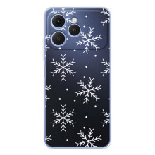 Зимние Чехлы для Спарк 40 - прозрачный фон (Белые снежинки)