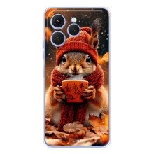 Печатный чехол «Зверята с кофе» для Tecno Spark 40 – Белка с кофе