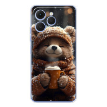 Печатный чехол «Зверята с кофе» для Tecno Spark 40 – Мишка с кофе