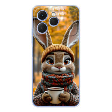 Печатный чехол «Зверята с кофе» для Tecno Spark 40 – Зайчик с кофе