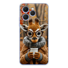 Печатный чехол «Зверята с кофе» для Tecno Spark 40 – Жираф с кофе