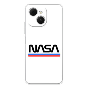 Силиконовый бампер с принтом "Наса" на TECNO Spark 40C – NASA на белом фоне