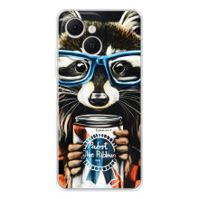 Чохол з принтом для ТЕКНО Спарк 40С - (Прикольні) (AlphaPrint) (Єнот з банкою)