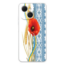 Силіконовый Чохол на TECNO Spark 40C з картинкой Вишиванки (Вишиванка з квіткою)