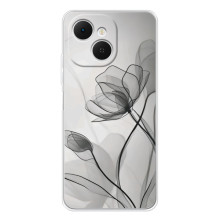 Чохол з квітковим принтом на ТЕКНО Спарк 40С (Чорні квіти)