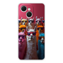 Чохол з принтом стильні тварини для ТЕКНО Спарк 40С (Лами в окулярах)