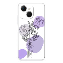 Силконовий чохол з принтом в квітах на TECNO Spark 40C (Фіолетовий букет)