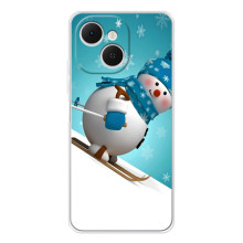 Новогодние Чехлы для Телефон можно записать как: ТЕКНО Спарк 40С. (VPrint) (Снеговик на лыжах)