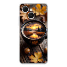 Чехол с уникальным дизайном «Осень с кофе» для TECNO Spark 40C – Тёмный кофе