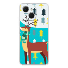 Силиконовый бампер с картинкой животных для TECNO Spark 40C (Олень с шарфом)