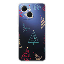 Зимние Чехлы для Телефон можно записать как: ТЕКНО Спарк 40С. - прозрачный фон – Рождественские елки