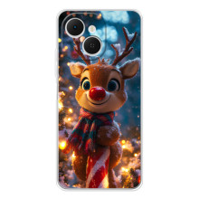 Яркий чехол для TECNO Spark 40C с Зимними Оленятами – Олень в шарфе