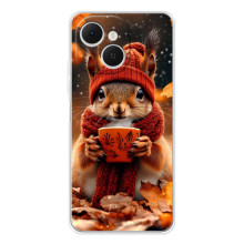 Печатный чехол «Зверята с кофе» для TECNO Spark 40C – Белка с кофе