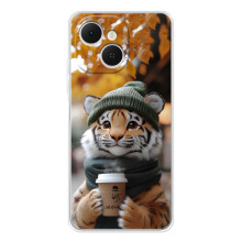 Печатный чехол «Зверята с кофе» для TECNO Spark 40C – Тигр с кофе