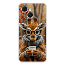 Печатный чехол «Зверята с кофе» для TECNO Spark 40C – Жираф с кофе