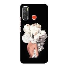 Чехлы (ART) Цветы на TECNO Spark 5 (VPrint) (Белые цветы)