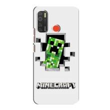 Чехол Майнкрафт на TECNO Spark 5 (AlphaPrint) Minecraft (крипер Майнкрафт)