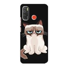 Чехол с принтом для TECNO Spark 5 (AlphaPrint) Модные коты – Грустный кот