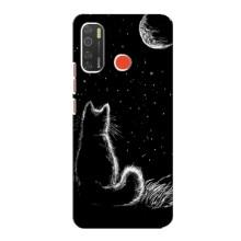 Чехол с принтом для TECNO Spark 5 (AlphaPrint) Модные коты – Котик и луна