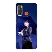 Чехлы Венсдей на TECNO Spark 5 Уэнсдей (AlphaPrint) (Уэнздей с зонтом)