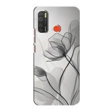 Чехол с цветочным принтом на Техно Спарк 5 – Черные цветы