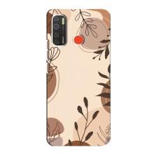 Чехол с цветочным принтом на Техно Спарк 5 – Коричневые цветы