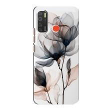 Чехол с цветочным принтом на Техно Спарк 5 – Цветы на белом