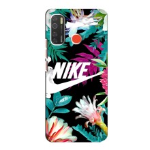 Силиконовый Чехол на TECNO Spark 5 с картинкой Nike (Цветочный Nike)