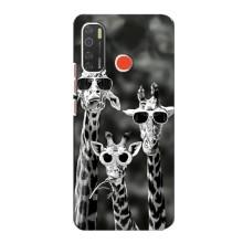 Силиконовый чехол с КАРТИНКАМИ лето для TECNO Spark 5 (AlphaPrint) (Жирафы в очках)