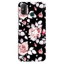 Чохли з квітами для TECNO Spark 6 GO (KE5) (VPrint) (Квіти на чорному)