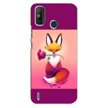 Чехлы с картинкой Лисички для TECNO Spark 6 GO (KE5) (VPrint) (Лисичка с розочкой)