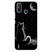 Чохол з принтом для TECNO Spark 6 GO (KE5) (AlphaPrint) Модні коти (Котик і місяць)