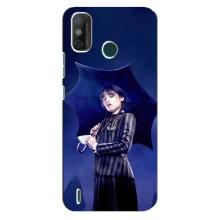 Чехлы Венсдей на TECNO Spark 6 GO (KE5) Уэнсдей (AlphaPrint) (Уэнздей с зонтом)