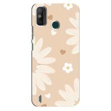 Чехол с цветочным принтом на Техно Спарк 6 ГО – Бежевые цветы