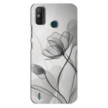 Чехол с цветочным принтом на Техно Спарк 6 ГО – Черные цветы