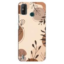 Чехол с цветочным принтом на Техно Спарк 6 ГО – Коричневые цветы