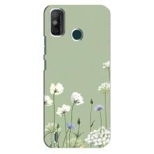 Чехол с цветочным принтом на Техно Спарк 6 ГО – Цветы на зеленом