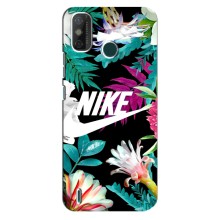 Силиконовый Чехол на TECNO Spark 6 GO (KE5) с картинкой Nike (Цветочный Nike)